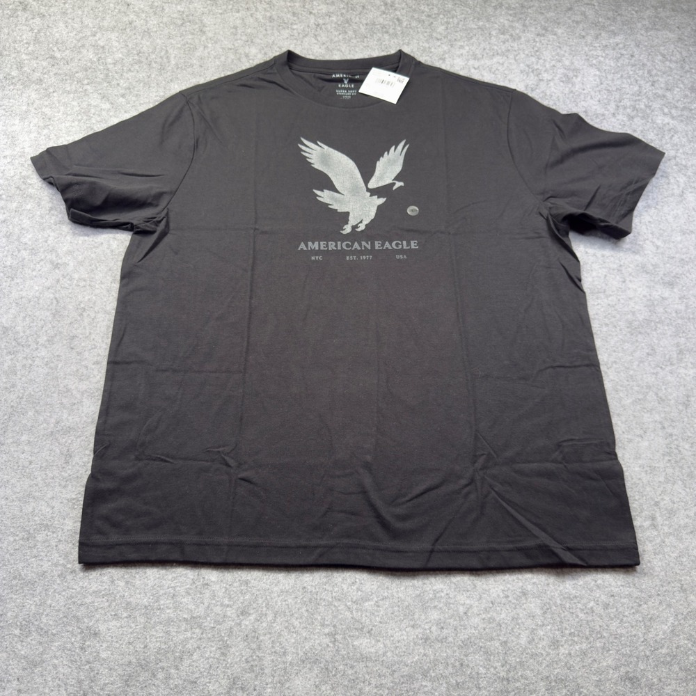 American Eagle Graphic Tee Mens Large Black New Super Soft Eagle Logo Shirt